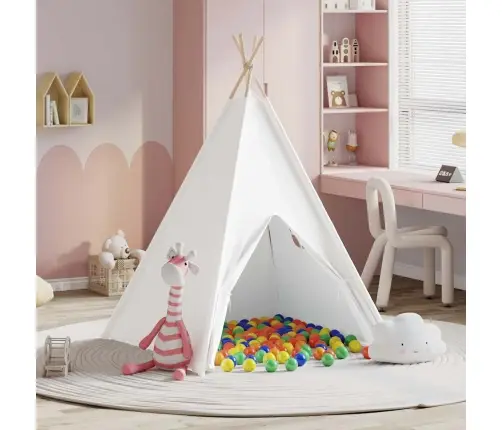 Teepee Telts Cits Balta Vidējs Poliesters Vidaxl