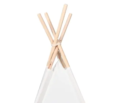 Teepee Telts Balts, Pelēks, Rozā Lieli Kokvilnas Audums Vidaxl