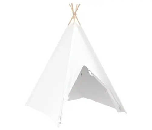 Teepee Telts Balts, Pelēks, Rozā Lieli Kokvilnas Audums Vidaxl