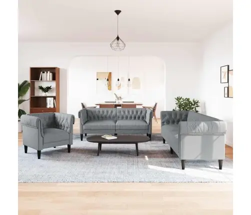 Sofos Komplektas Šviesiai Pilka Audinys