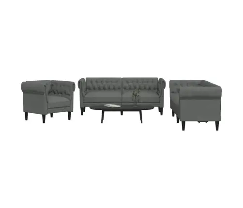 Dīvānu Komplekts 3 Pcs Tumši Pelēka Audums