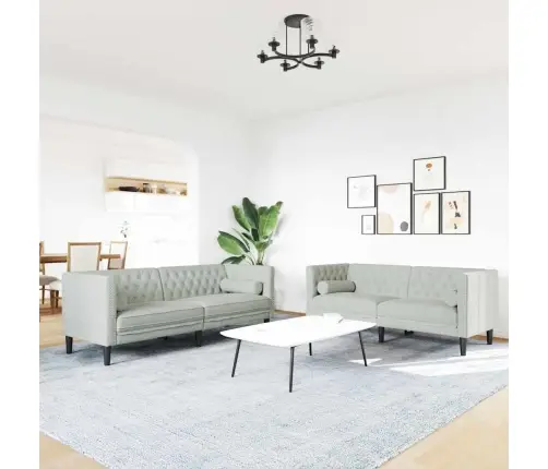 Dīvānu Komplekts 2 Pcs Gaiši Pelēka Samts