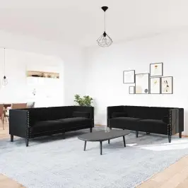 Dīvānu Komplekts Melna Samts Vidaxl