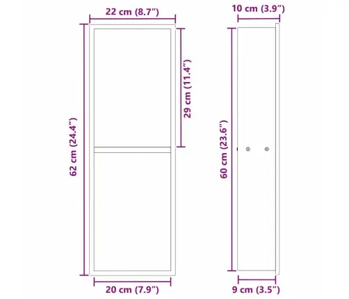 Dušinurk Valge 60 X 20 X 9.5 Cm Roostevaba Teras
