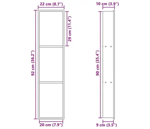 Dušas Niša Sudraba 90 X 20 X 9.5 Cm Nerūsējošs Tērauds Vidaxl