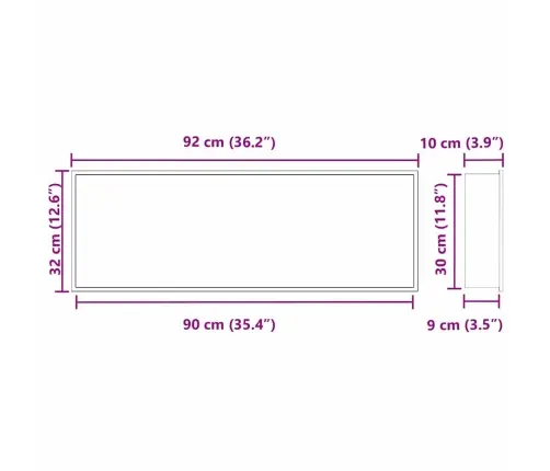 Dušas Niša Melna 90 X 30 X 9.5 Cm Nerūsējošs Tērauds Vidaxl