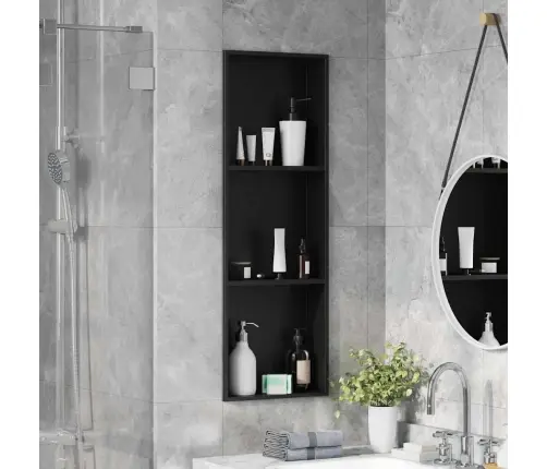 Dušas Niša Melna 90 X 30 X 9.5 Cm Nerūsējošs Tērauds Vidaxl