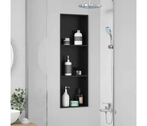 Dušas Niša Melna 90 X 30 X 9.5 Cm Nerūsējošs Tērauds Vidaxl