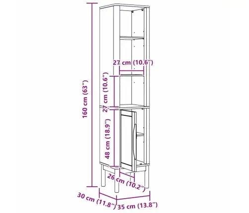 Vannas Istabas Augstais Skapis Cits Balts 36 X 30 X 160 Cm Vidaxl