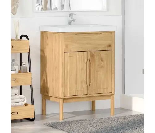 Vannas Istabas Izlietnes Skapītis Ar Plauktu Floro Vaska Brūna Vidaxl