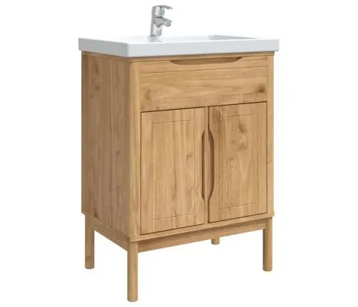 Vannas Istabas Izlietnes Skapītis Ar Plauktu Floro Vaska Brūna Vidaxl