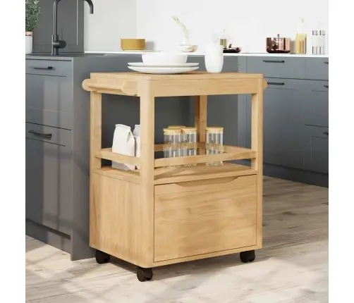 Virtuves Ratiņš Floro Vaks Brūns 72,5 X 45 X 80 Cm Cieta Priede Vidaxl