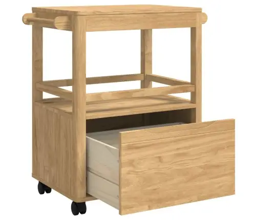 Virtuves Ratiņš Floro Vaks Brūns 72,5 X 45 X 80 Cm Cieta Priede Vidaxl