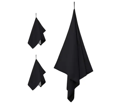 Sporta Dvieļu Komplekts 3 Pcs Melna Poliesters Un Poliamīds Vidaxl