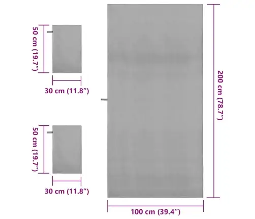 Sporta Dvieļu Komplekts 3 Pcs Tumši Pelēks Vidaxl