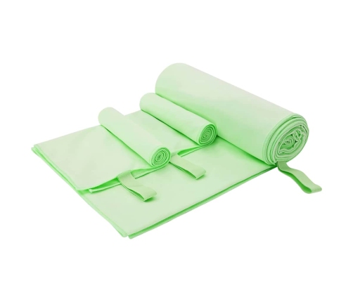 Sporta Dvieļu Komplekts 3 Pcs Zaļa Poliesters Un Poliamīds Vidaxl
