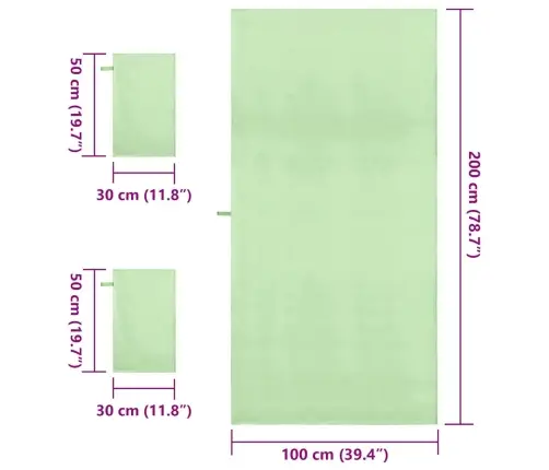 Spordirättide Komplekt 3 Pcs Roheline Polüester Ja Polüamiid
