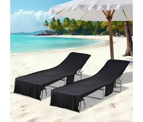 Päikesevoodi Linad 2 Pcs Must 210 X 75 Cm