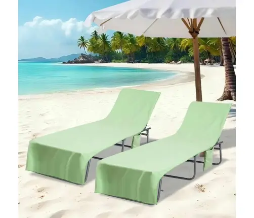 Sauļošanās Dvieli 2 Pcs Zaļa 210 X 75 Cm Vidaxl