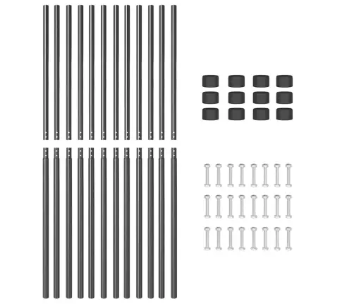 Žoga Stabi 12 Pcs Pelēka 200 Cm Pulverkrāsots Tērauds Vidaxl