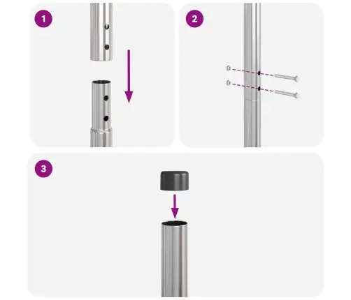 Aiapost 12 Pcs Hõbedane Pulbervärvitud Teras