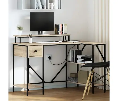 Laud Led -Ribatuledega Sonoma Tamm 120 X 79 X 86.5 Cm Tehispuit