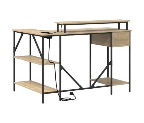 Laud Led -Ribatuledega Sonoma Tamm 120 X 79 X 86.5 Cm Tehispuit