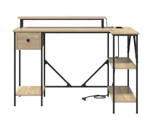 Laud Led -Ribatuledega Sonoma Tamm 120 X 79 X 86.5 Cm Tehispuit
