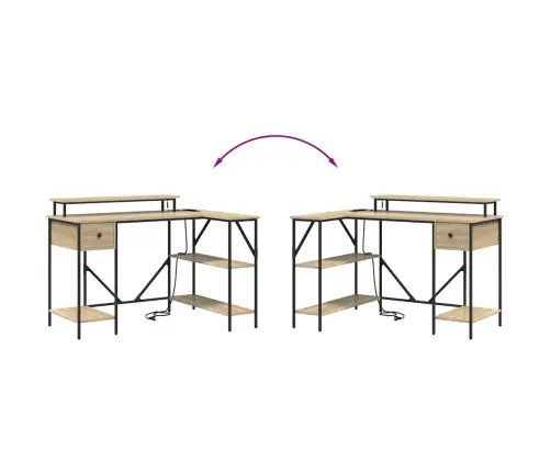 Laud Led -Ribatuledega Sonoma Tamm 120 X 79 X 86.5 Cm Tehispuit