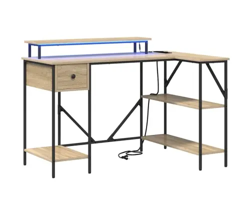 Laud Led -Ribatuledega Sonoma Tamm 120 X 79 X 86.5 Cm Tehispuit