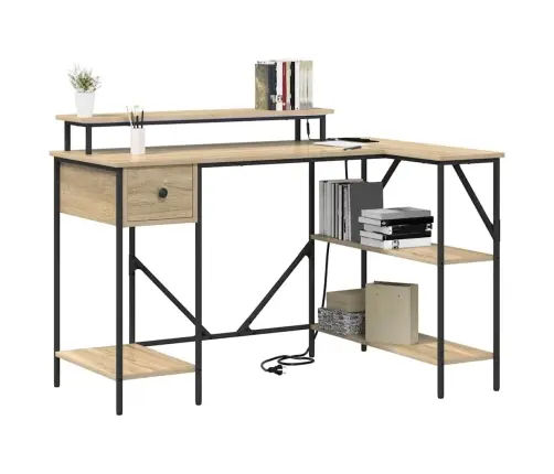 Laud Led -Ribatuledega Sonoma Tamm 120 X 79 X 86.5 Cm Tehispuit