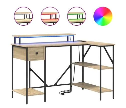 Laud Led -Ribatuledega Sonoma Tamm 120 X 79 X 86.5 Cm Tehispuit