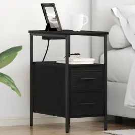 Naktsgaldiņš Ar Atvilktni 2 Pcs Melns Ozols 30 X 48 X 61 Cm Vidaxl