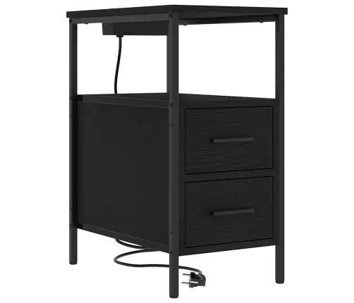 Gultas Skapji Ar Atvilktni 2 Pcs Melns Ozols 30 X 48 X 61 Cm Vidaxl