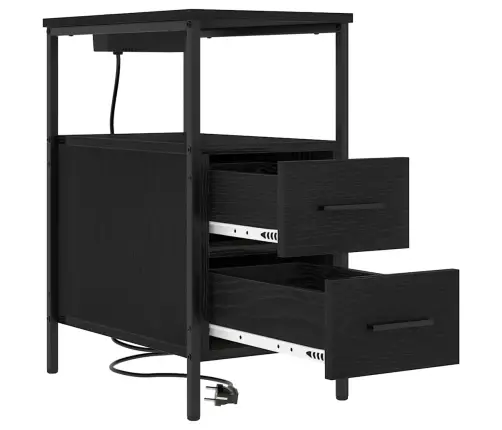 Gultas Skapji Ar Atvilktni 2 Pcs Melns Ozols 30 X 48 X 61 Cm Vidaxl