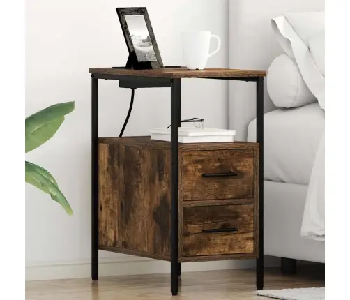 Gultas Skapji 2 Pcs Dūmakaina Ozolkoka 30 X 48 X 61 Cm Vidaxl