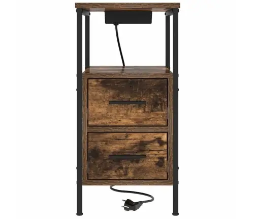 Gultas Skapji 2 Pcs Dūmakaina Ozolkoka 30 X 48 X 61 Cm Vidaxl