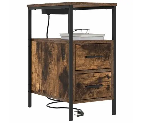 Gultas Skapji 2 Pcs Dūmakaina Ozolkoka 30 X 48 X 61 Cm Vidaxl