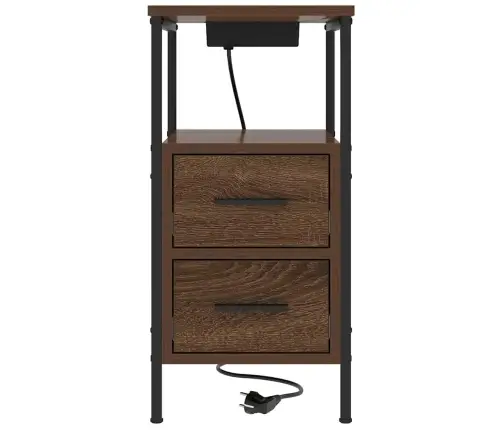 Nakts Skapītis Brūna Ozolkoka 30 X 48 X 61 Cm Inženierijas Koks Vidaxl