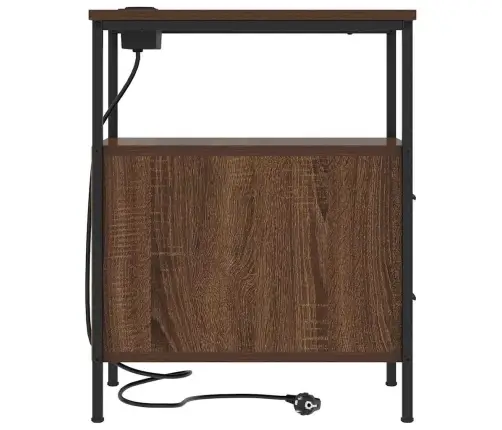 Nakts Skapītis Brūna Ozolkoka 30 X 48 X 61 Cm Inženierijas Koks Vidaxl