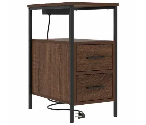 Šalia Lovos Spintelė 2 Pcs Rudas Ąžuolas 30 X 48 X 61 Cm