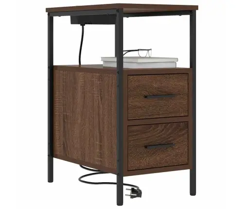 Šalia Lovos Spintelė 2 Pcs Rudas Ąžuolas 30 X 48 X 61 Cm