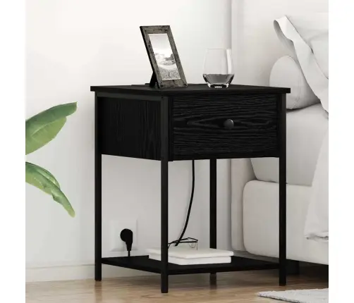 Gultas Skapji Ar Atvilktni 2 Pcs Melns Ozols 42 X 41 X 56 Cm Vidaxl