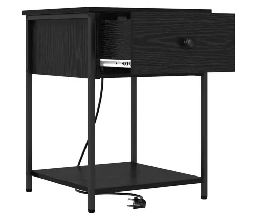 Gultas Skapji Ar Atvilktni 2 Pcs Melns Ozols 42 X 41 X 56 Cm Vidaxl