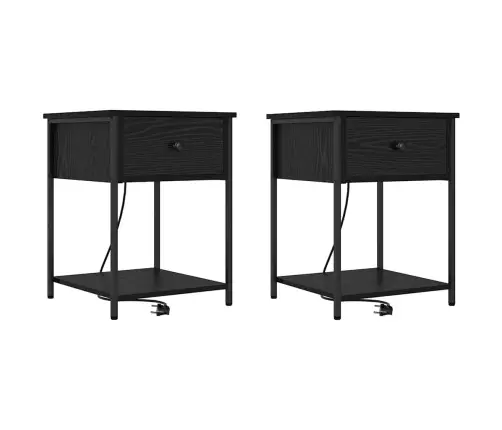 Gultas Skapji Ar Atvilktni 2 Pcs Melns Ozols 42 X 41 X 56 Cm Vidaxl