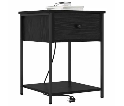 Gultas Skapji Ar Atvilktni 2 Pcs Melns Ozols 42 X 41 X 56 Cm Vidaxl