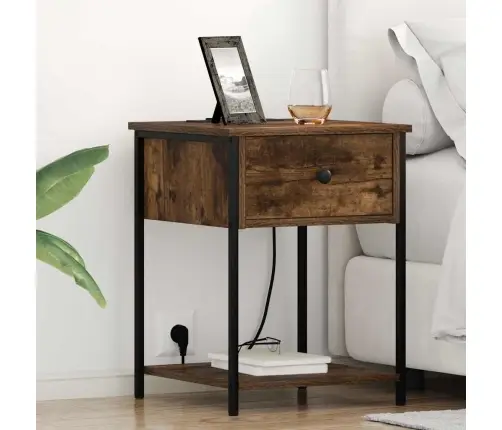 Nakts Skapītis Ar Atvilktni Dūmakaina Ozolkoka 42 X 41 X 56 Cm Vidaxl