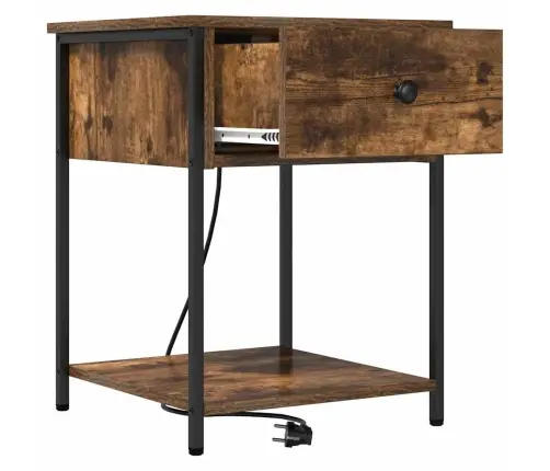 Nakts Skapītis Ar Atvilktni Dūmakaina Ozolkoka 42 X 41 X 56 Cm Vidaxl