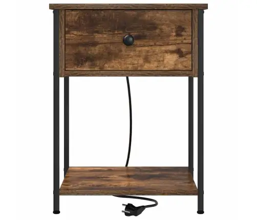 Nakts Skapītis Ar Atvilktni Dūmakaina Ozolkoka 42 X 41 X 56 Cm Vidaxl