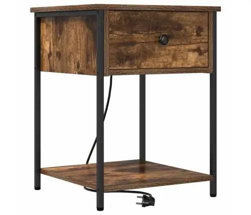 Nakts Skapītis Ar Atvilktni Dūmakaina Ozolkoka 42 X 41 X 56 Cm Vidaxl